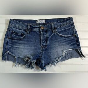 Free People Button Fly Cut Off Shorts Denim Womens Size 26 Distressed
